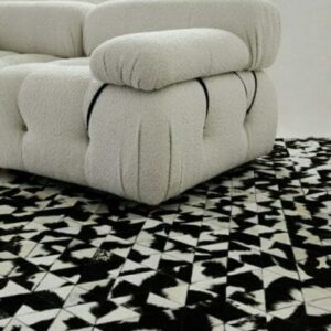 30362 Patchwork Cowhide Rug Diamonds Black and White Collection Stars In Situ Photo 2 SKU CR00 KW32 MC6