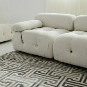 30369 Patchwork Cowhide Rug Abstract Grey Collection Forest Photo In Situ 2 SKU CR00 YK32 MC9