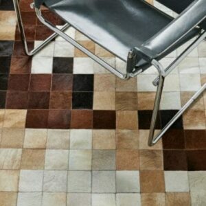 30379 Patchwork Cowhide Rug Square Brown Beige Reddish Grey Collection Girua In Situ Photo SKU CR00 KB33 MC3