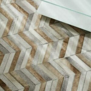 30381 Patchwork Cowhide Rug Chevron Beige Brown and Grey Collection Sun In Situ Photo SKU CR00 EA33 MC4
