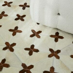 30383 Patchwork Cowhide Rug Abstract Flowers Brown and White Collection Ipe In Situ Photo 2 SKU CR00 EA33 MX5 1