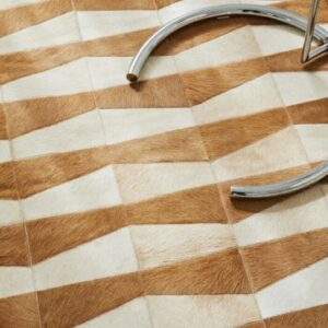 41533 Patchwork Cowhide Rug Beige Tiles Collection Ridge In Situ Photo SKU CR00 EA68 MM3