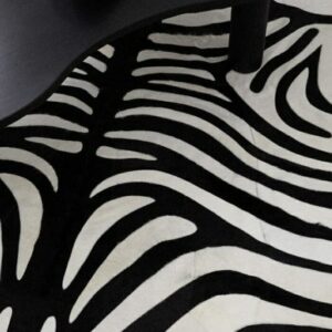 41535 Patchwork Cowhide Rug Black and White Zebra Design In Situ Photo 4 SKU CR00 EA68 MM5