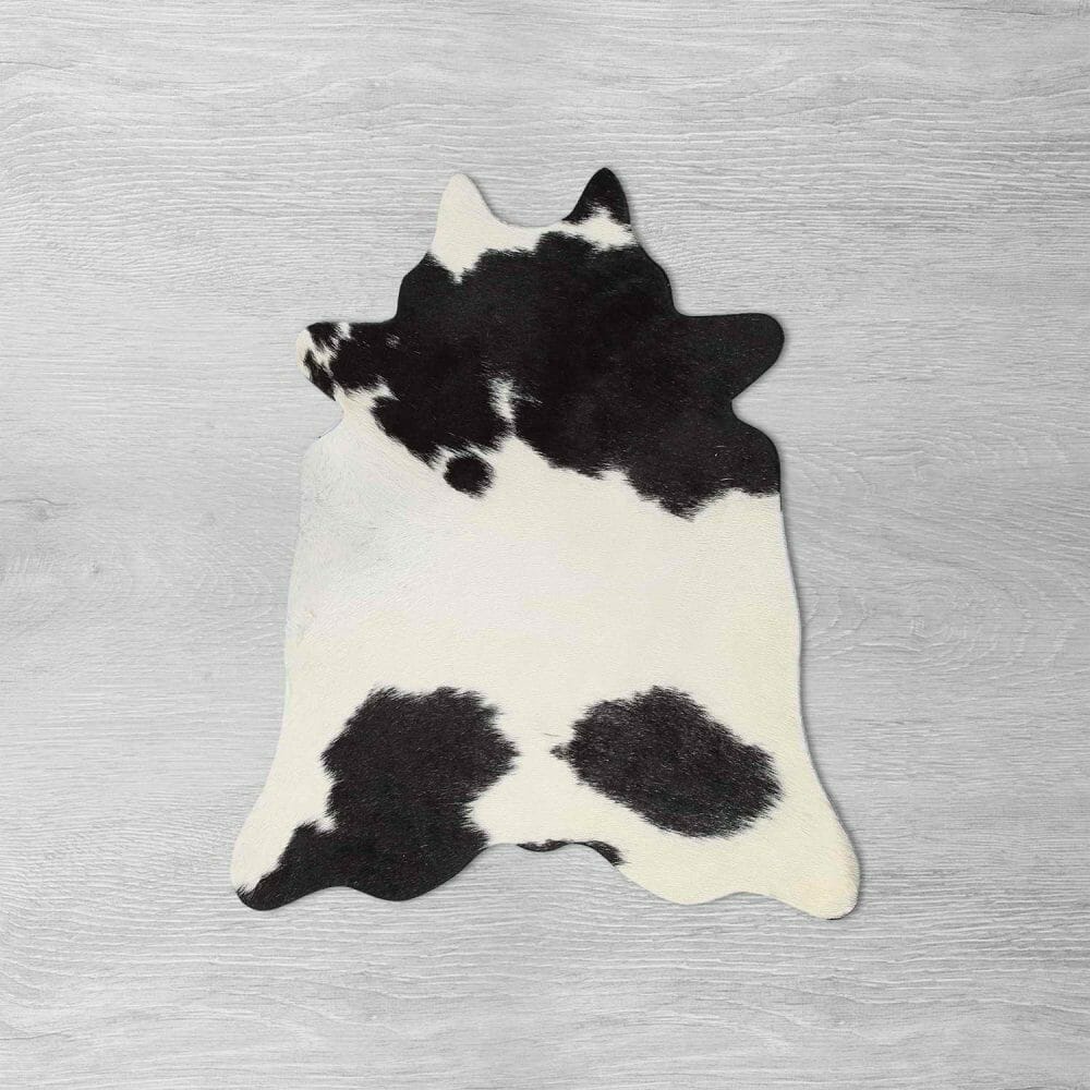 Small Cowhide Rug Throw Black And White 80 X 78 Cm Bagé Home